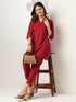 Maroon Cotton Solid A-line Co-ord Set